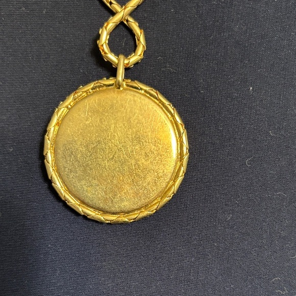 Sabika Gold Necklace with Blue Medallion - Picture 3 of 4